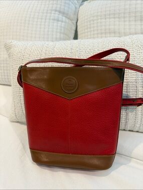 Pierre Balmain Red and Brown Leather Shoulder Bag